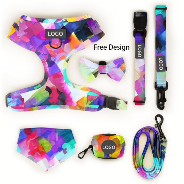 Buy Neoprene Dog Harness And Leash Set Personalized Designer Custom Pattern No Pull Soft Pet Harness For Small To Medium Dogs at wholesale prices