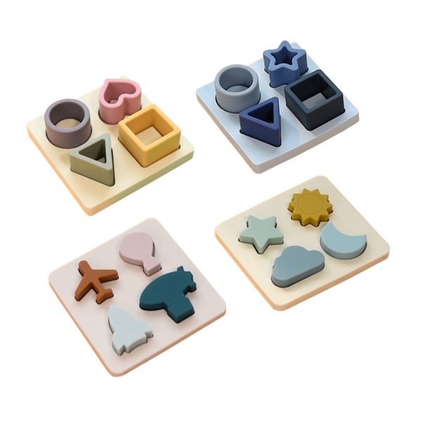 Buy Baby Silicone Teething Jigsaw Puzzle Montessori Sensory Toys at wholesale prices