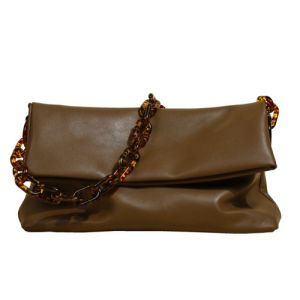 Zippered Small Underarm Bag 32cm 18cm White Leather Crossbody Bag