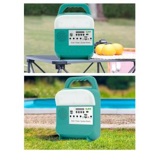 LED Light Solar Home Lighting System Kits Portable Camping Lamp Torch Radio