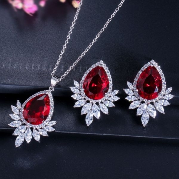 Fashion Necklace Sets Rhinestone Wedding Jewelry CZ Crystal Necklace and Earring Sets Big Wedding Jewelry Sets