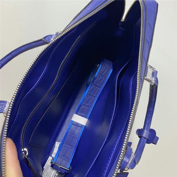 Authentic Crocodile Belly Skin Matt Finish Navy Blue Businessmen Briefcase Purse Genuine Alligator Leather Male Handbag