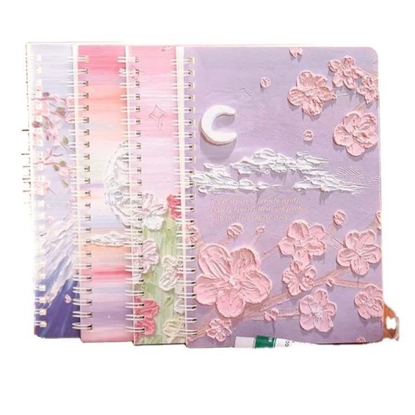 A5 Papeleria Spiral Notebook Thickened Horizontal Line Notepad Student Stationery Oil Painting Journal Notebooks Planner