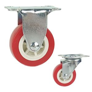 66LBS Capacity Red Wheels Threaded Castor Wheels
