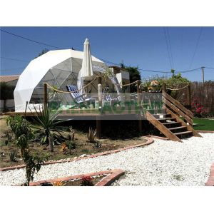 Green Color Glamping Dome Tent PVC Cover With A Big Transparent Window