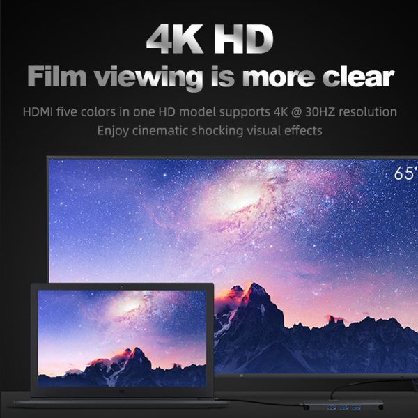 USB 3.0 Station Usb C Hub Smart Adapter / Memory Card Hub with 5Gbps Data Transfer Speed