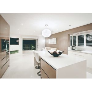 Polished White 15MM Artificial Calacatta Quartz Stone With Kitchen