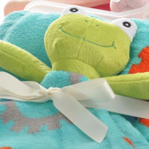 Baby Unisex Frog Fleece Blanket Animal Face Security Plush Blanket