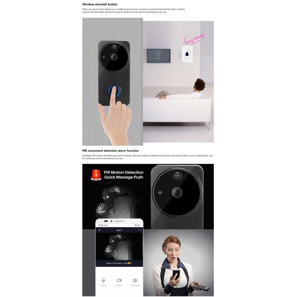 Wi-Fi Video Doorbell Support Alexa & Google(MYQ-TD8)