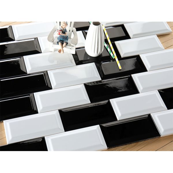 Buy Black and White Clay Wall Tiles 75x152mm for Kitchen at wholesale prices