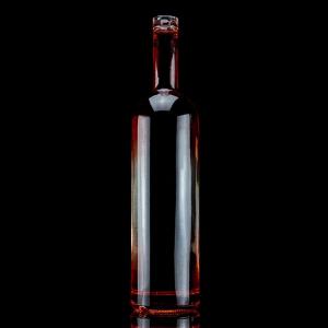 China Coating Red Color 750ml Tequila Glass Bottle with Unique Design and Cork on sale