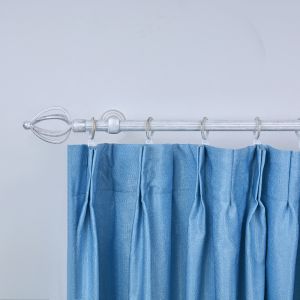 White Sliver 19mm Iron Curtain Rod Set Windows Steel Curtain Pole