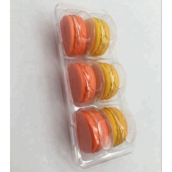 Buy Blister PET 6pcs Macaron Plastic Box Packaging With Clear Lid at wholesale prices