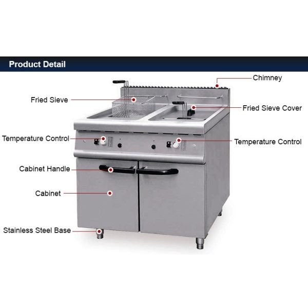 Industrial Double Tanks Deep Fryer With Cabinet For Meat Chicken Potato Chips