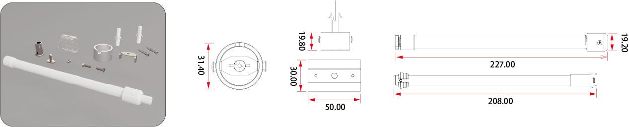 Aluminum alloy base Mounting Accessories Kit for round shape neon LED flex tube light