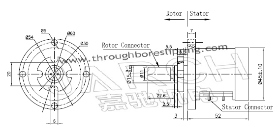 OD 45mm Flange Mounting High Speed Slip Ring For Industrial machinery Max speed:10000RPM