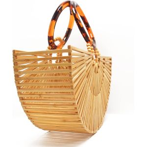 Miuco Womens Bamboo Handbags Handmade Purses Tote Bag