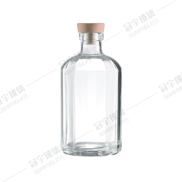 Customized Long Neck Wine Clear Glass Bottle 700ml 750ml with Clear Cork Clear