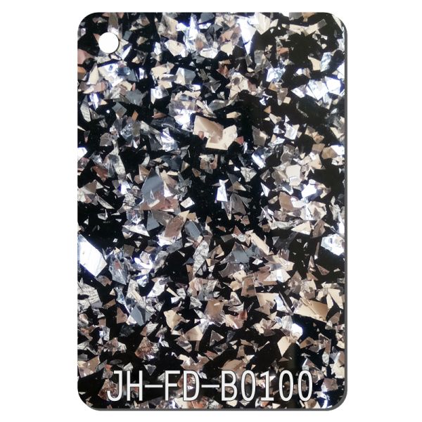 Irregular Black Bottom Large Glitter Acrylic Sheet 3-15mm 4 × 8 Single Side