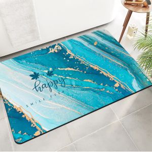 Soft Diatom Mud Bathroom Waterproof Carpet Light Luxury Marble Pattern 40*60cm