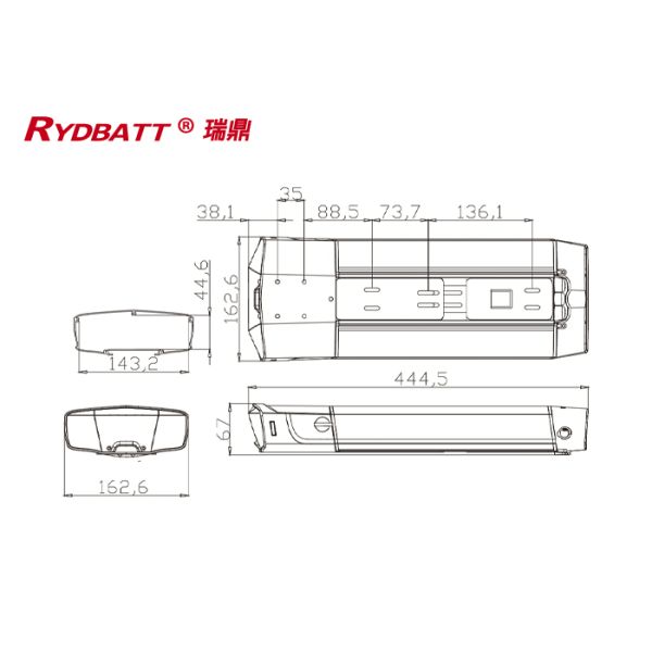 RYDBATT SSE-099(48V) Lithium Battery Pack Redar Li-18650-13S4P-48V 10.4Ah For Electric Bicycle Battery