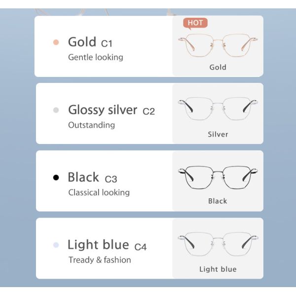 Business Bendable Titanium Frame Glasses Stainless Steel Frame Anti Scratch