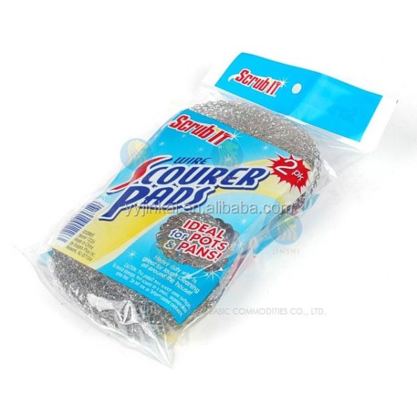 18g*2pcs Galvanized Scourer Mesh Pot Clean Ball Zinc Coated Scrubber Scrubbing Pad for Kitchen Cleaning