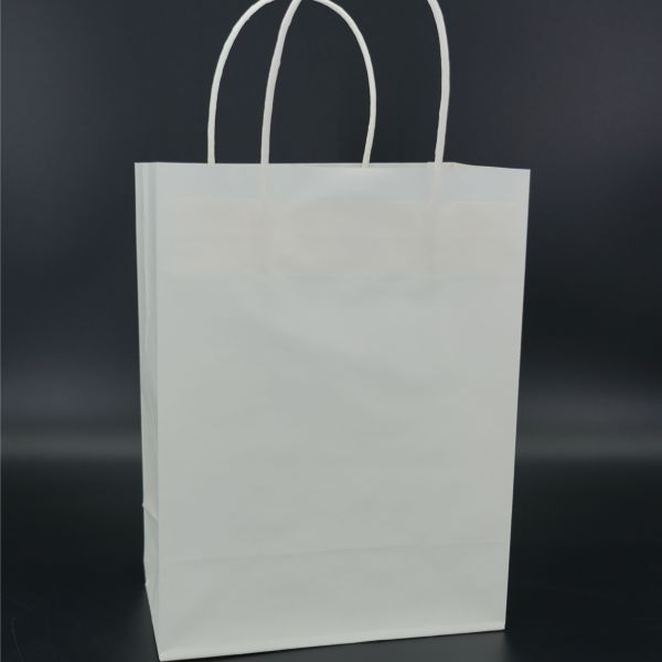 Buy OEM White Kraft Paper Bags Biodegradable Gold Glitter Embossing at wholesale prices