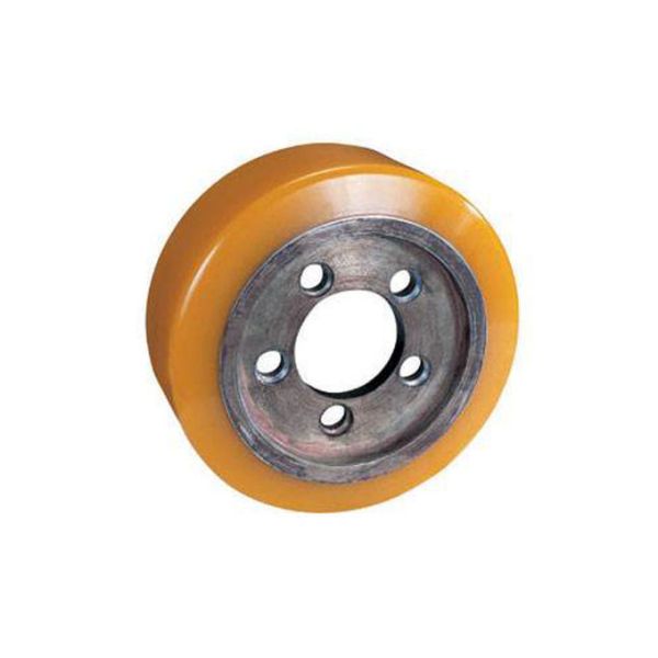 Forklift Truck Parts Pu Caster Wheel With 90mm Cast Iron Core Yellow Color