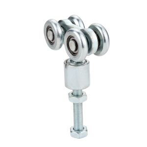 Zinc Plated Wooden Hanging Door Roller Rail 200KG Load With 4 Rollers Or 2