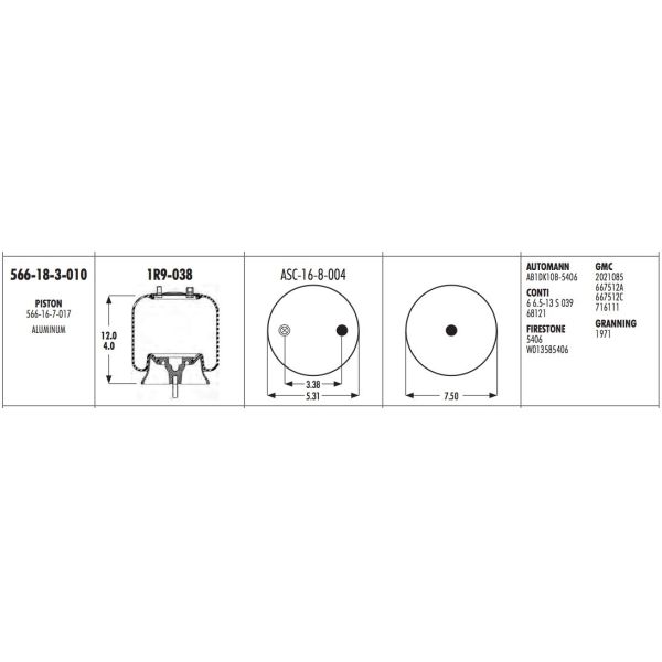 1R9-038 Goodyear Air Spring Flexmember 566-18-3-101 For GMC 2021085