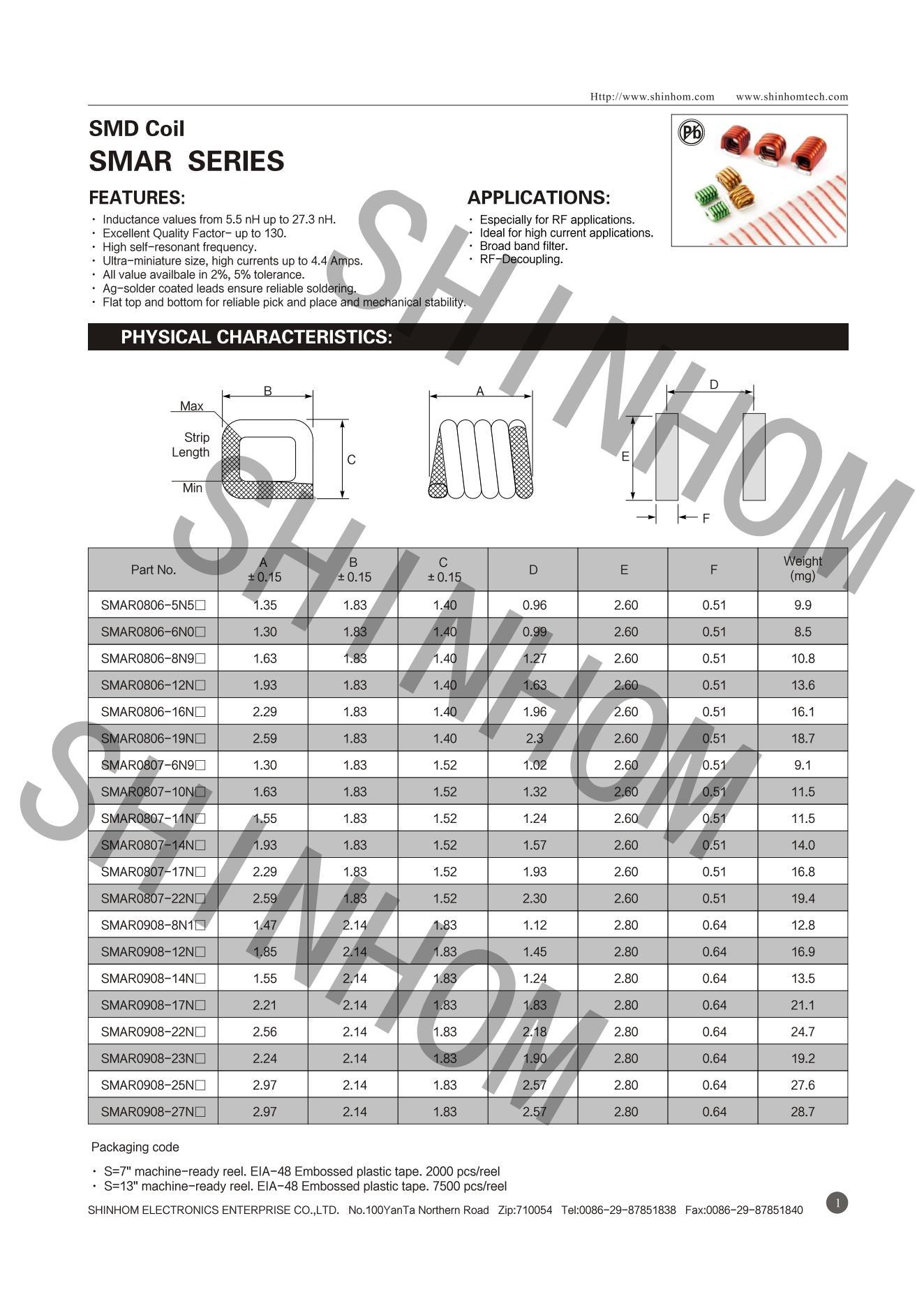 Surface Mounting Quadrate Air Coil 2% Tolerance SMD Air Coils
