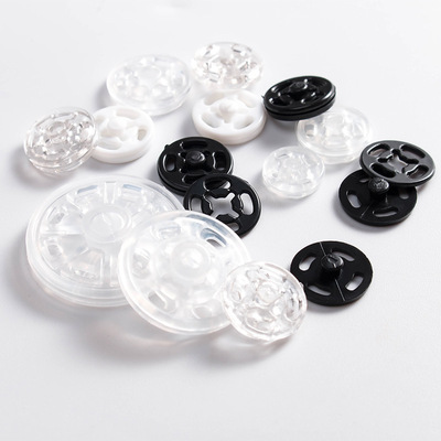 Wholesale Color plastic snap button fastener hand-sewn nylon buckle Invisible buckle 7-25mm black and white transparent
