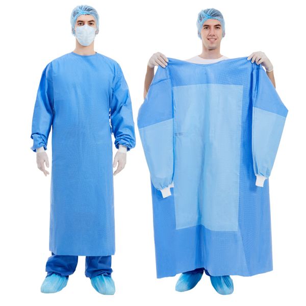 Buy Knitted Cuff SMMS Nonwoven Disposable Surgical Gown Waterproof at wholesale prices