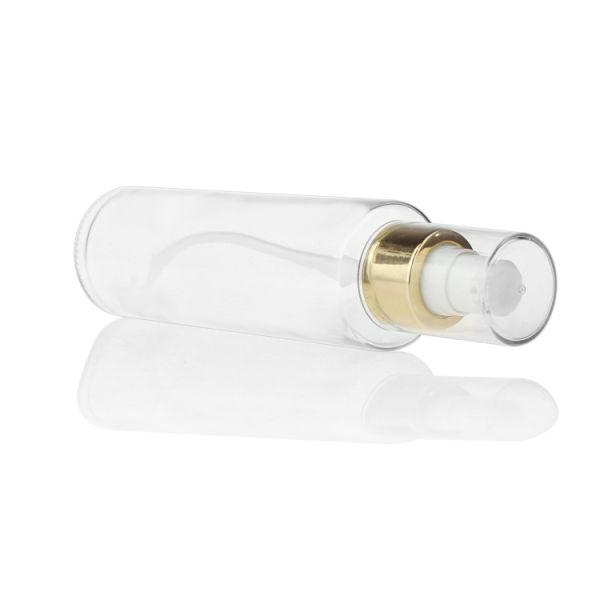 Cosmetic Clear Glass Lotion Sprayer Pump Bottle With Cap Gold Line Pump