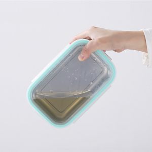 Leak Proof Metal Food Storage Containers Rectangular 500ml Capacity