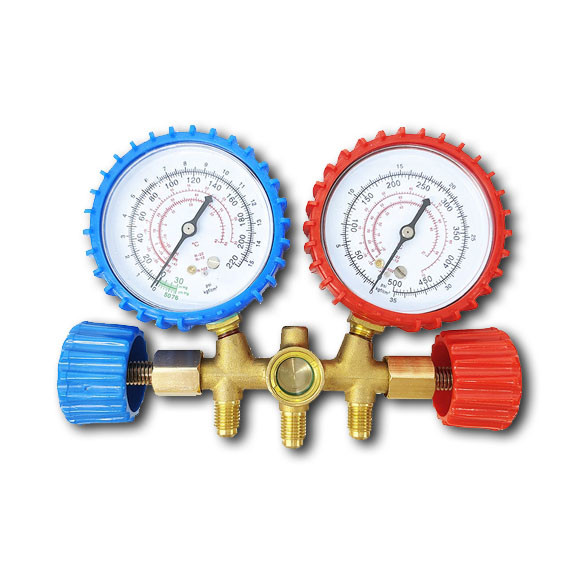 Buy AC Charging Commercial Refrigeration Repair Parts Brass Manifold Gauge ISO at wholesale prices
