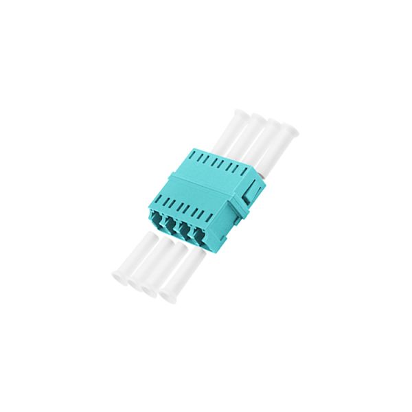 LC OM3 Quad Asymmetric Welding Fiber Optic Adapter LC Fiber Coupler Aqua Blue