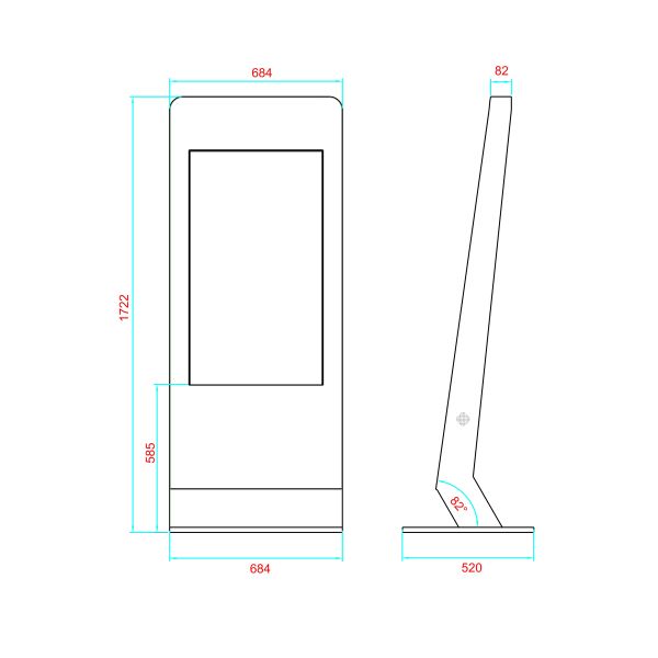 Metal Case Free Standing Digital Signage Advertising Player Touchscreen Kiosk