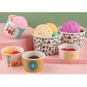 UV Coating 100% Biodegradable Ice Cream Paper Cup With Cover