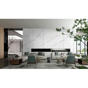 Carrara White Polished Glazed Porcelain Tile 900x1800x9mm