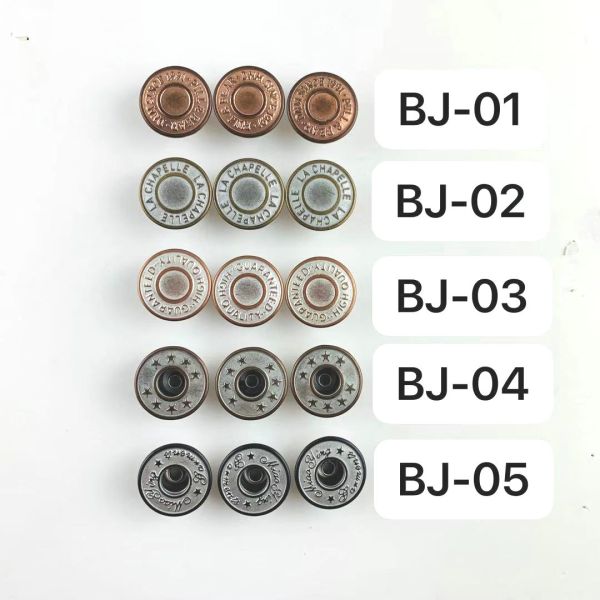 wholesale Custom Logo 17MM 20MM Iron Stainless steel Brass Jeans Button Bottons