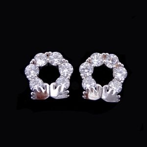 Modern Silver Cubic Zirconia Earrings / Sapphire Sterling Silver Stud Earrings
