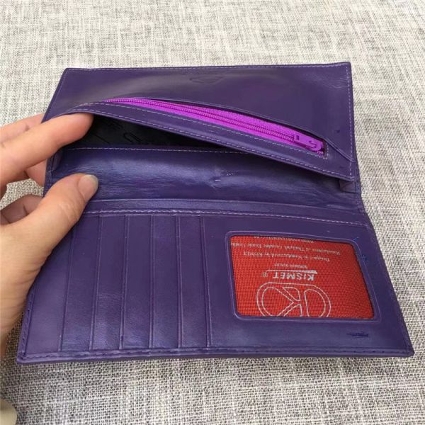 Unisex Style Authentic Real Stingray Skin Women Long Wallet Female Purple Thin Clutch Bag Genuine Leather Card Purse