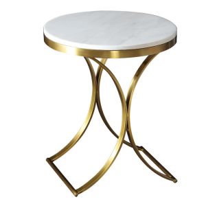 SEDIA Metal Sofa End Table With Marble Top Smooth Surface