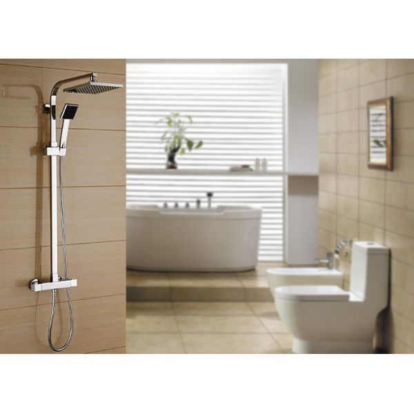 Buy Chrome Finished Bathroom Thermostatic Shower Set Wall Mounted ROVATE at wholesale prices