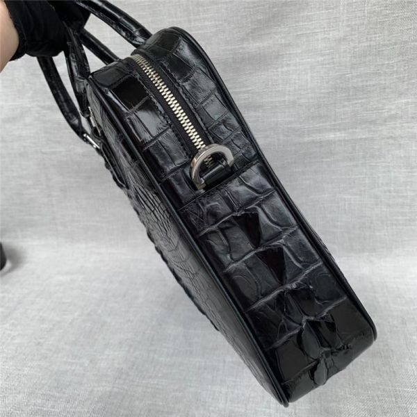 Exotic Real Crocodile Skin Zipper Closure Businessmen Laptop Briefcase Shoulder Bag Genuine Alligator Leather Male Purse
