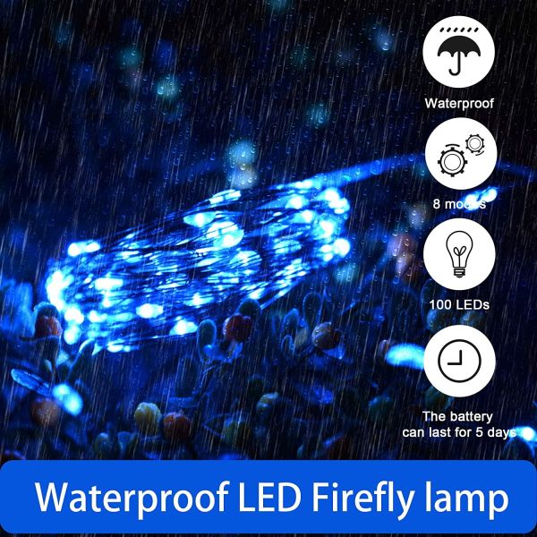 FCC Battery Copper Wire Fairy Lights For Outdoor Wedding Mason Jar Dorm Decor DIY Costume