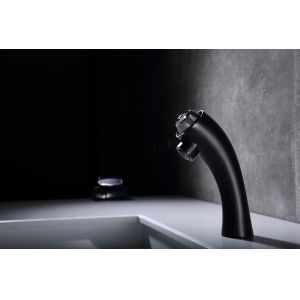 Contemporary Bathroom Basin Faucets 1/2" Hose Matte Black Finish