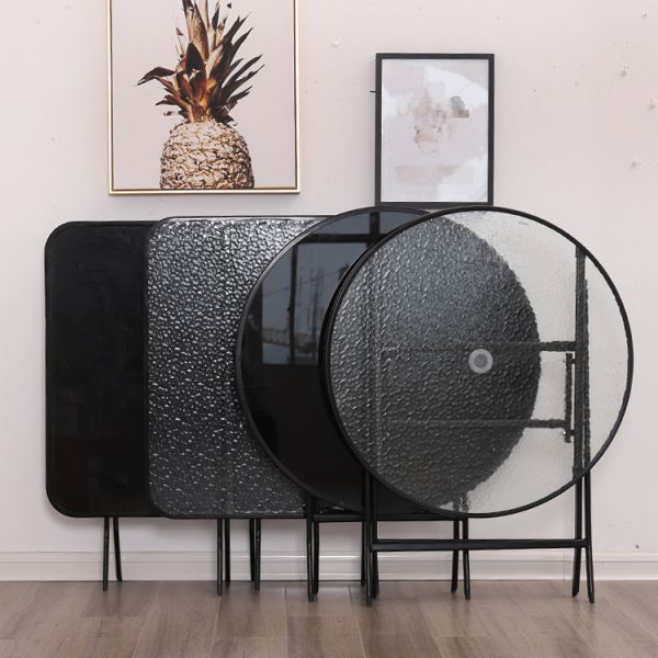 Metal Tempered Glass Folding Coffee Dining Table for Outdoor Camping Balcony Garden Patio